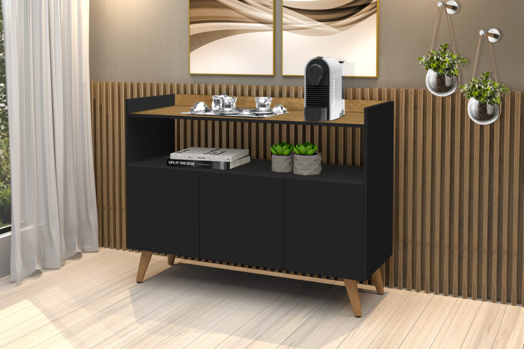 Buffet Master 3P Preto.Nature J A Moveis