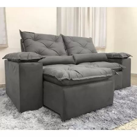Estofado Retratil Reclinavel Fenix 230 2×115 Veludo Cinza Grafite 25 Diviminas