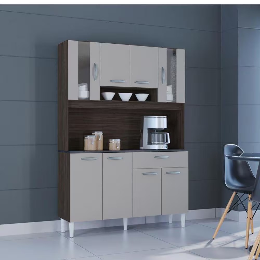 A559.Kit Cozinha Coral 8P1G 120 Chocolate.Off White Poquema