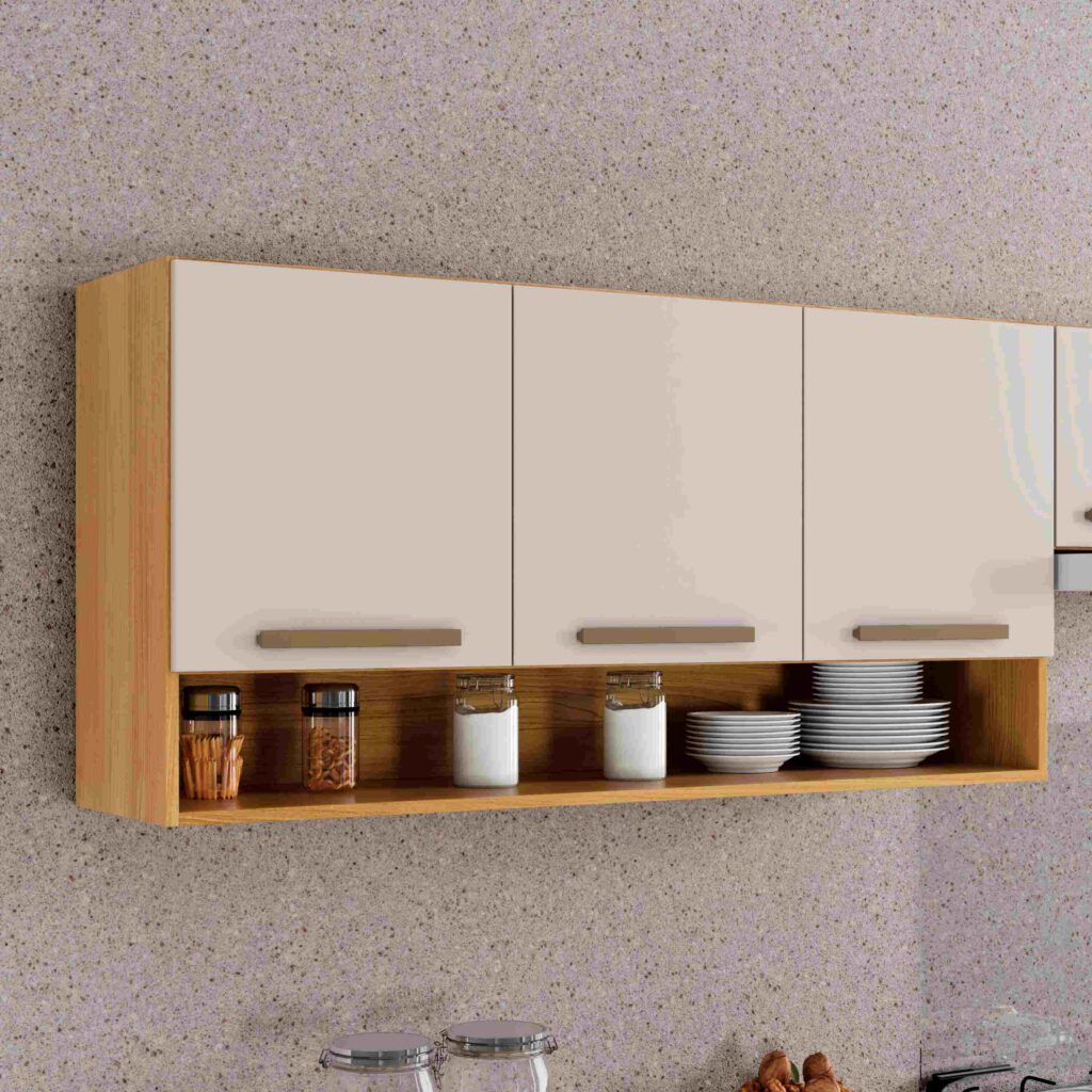 Armario Aereo New 91 3P1N Cinamomo.Off White Arte Moveis