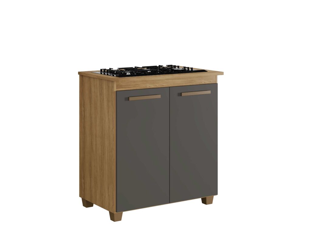 Balcao CookTop Fox 5 Bocas com Tampo com Recorte 63,5 x 35 Cinamomo.Grafite Arte Moveis