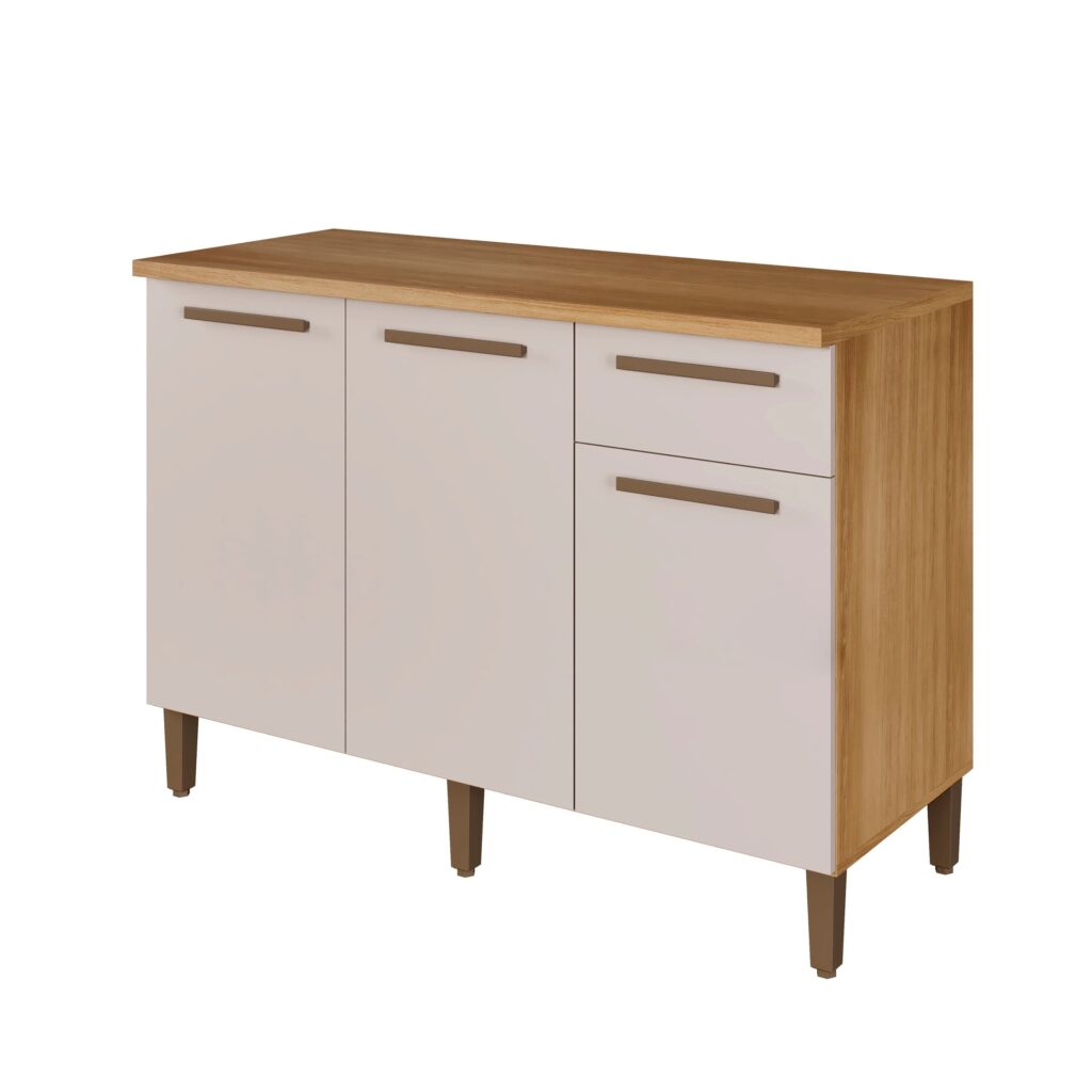 Balcao Imperial 120 3P1G Cinamomo,Off White Arte Moveis