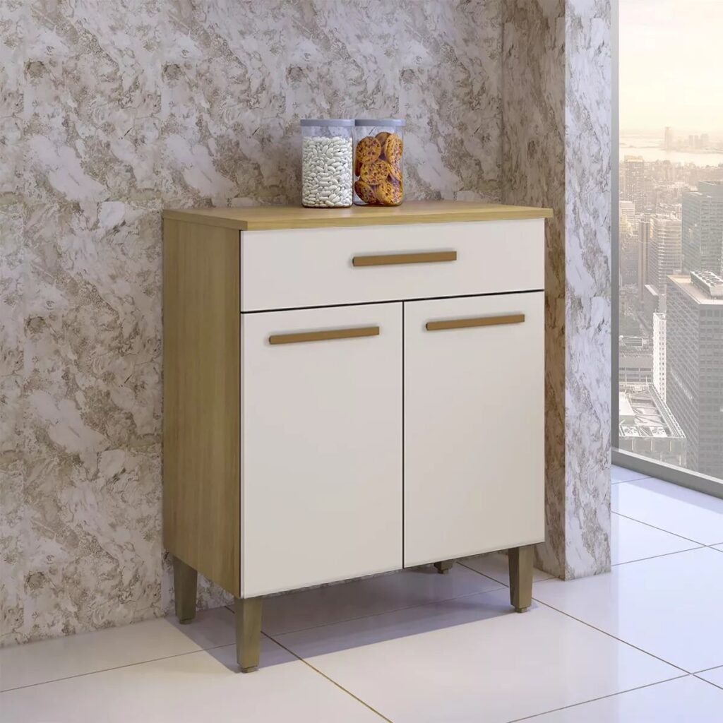 Balcao Omega 70 2P1G Cinamomo.Off White Arte Moveis