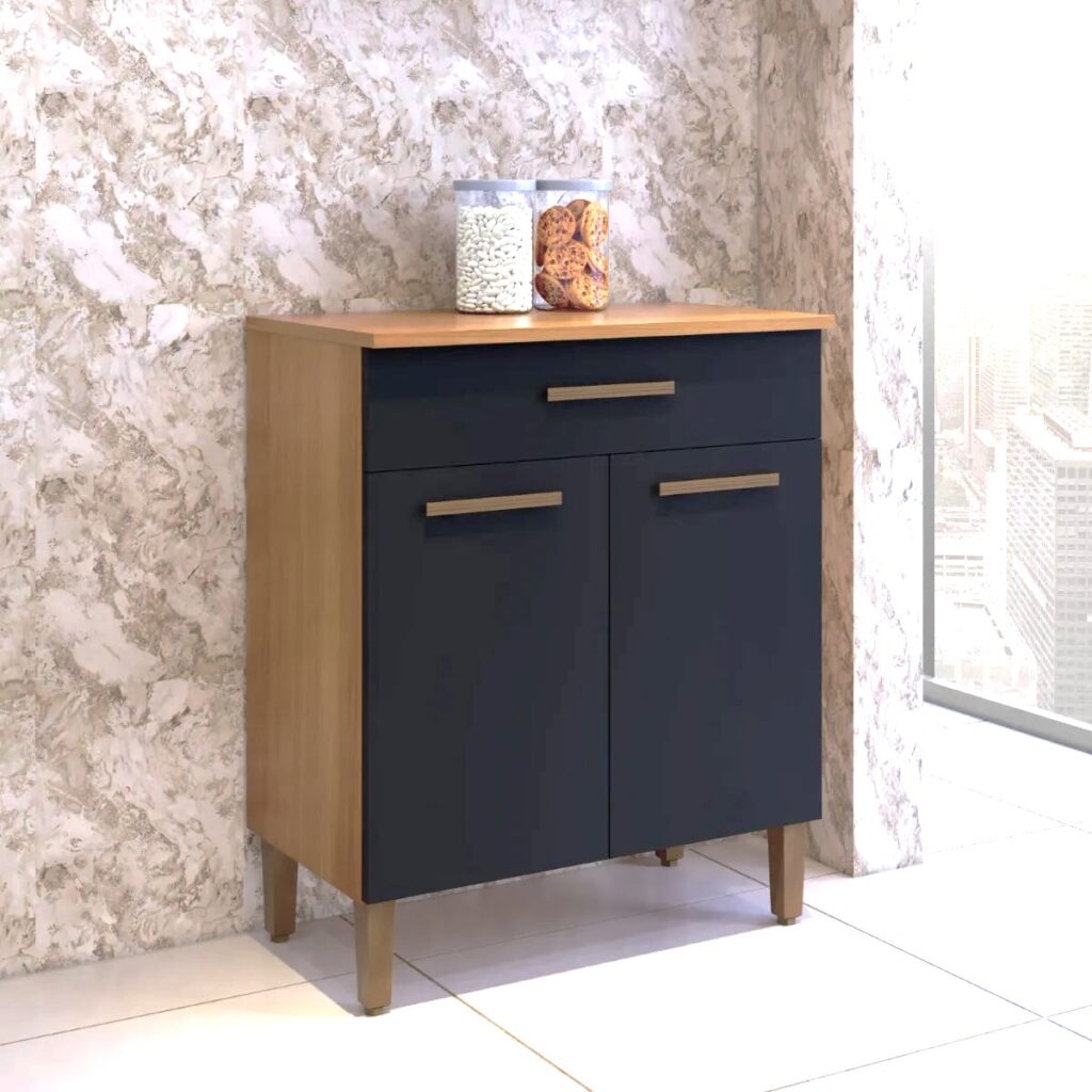 Balcao Omega 70 2P1G Cinamomo.Grafite Arte Moveis