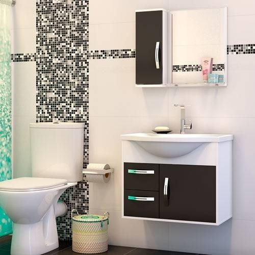 Conjunto Apus 60 com Pia 1Pt 2Gvs Branco.Preto Cerocha