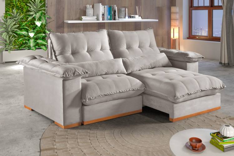 Estofado Retratil Reclinavel Leblon 230 2×90 Linho Cru Idealle