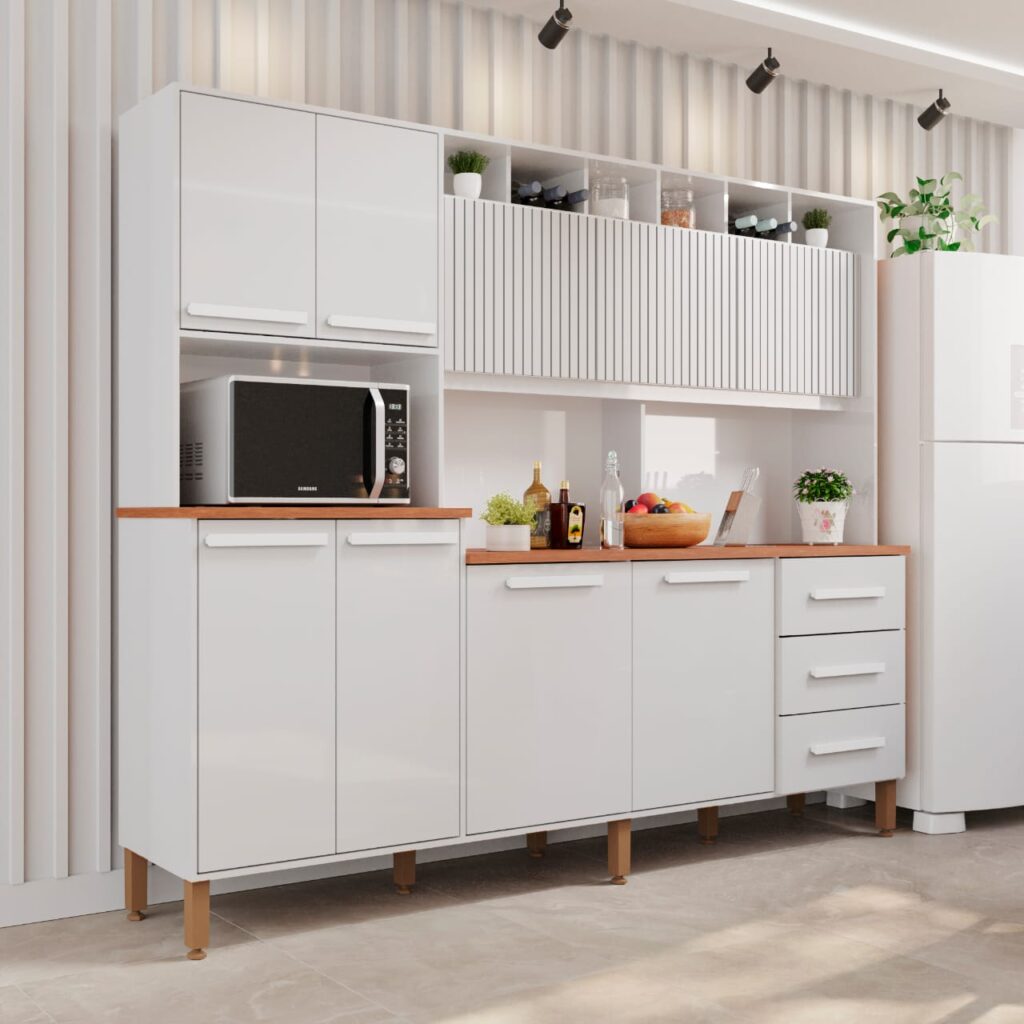 Kit Cozinha Angeline Prime Frisada 9P3G Branco Imop