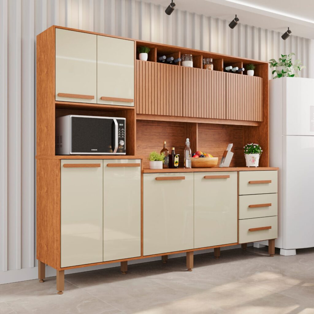 Kit Cozinha Angeline Prime Frisada 9P3G Cinamomo.Off White Imop