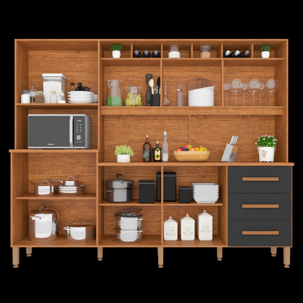 Kit Cozinha Angeline Prime Frisada 9P3G Visualizacao Interna Imop