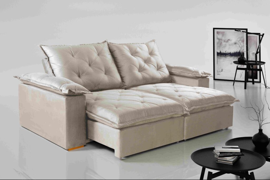 Estofado Retratil Reclinavel Leblon 210 2×90 Molas Ensacadas Veludo Inca Cru 818 Evidence