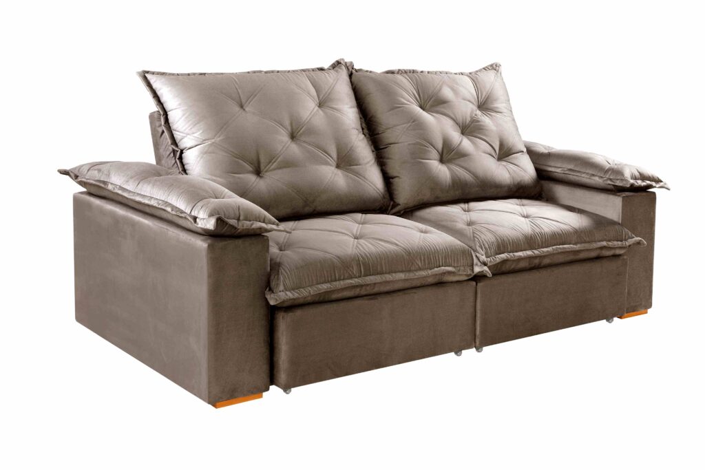 Estofado Retratil Reclinavel Leblon 210 2×80 Molas Ensacadas Veludo Inca Bege Escuro 813 Evidence