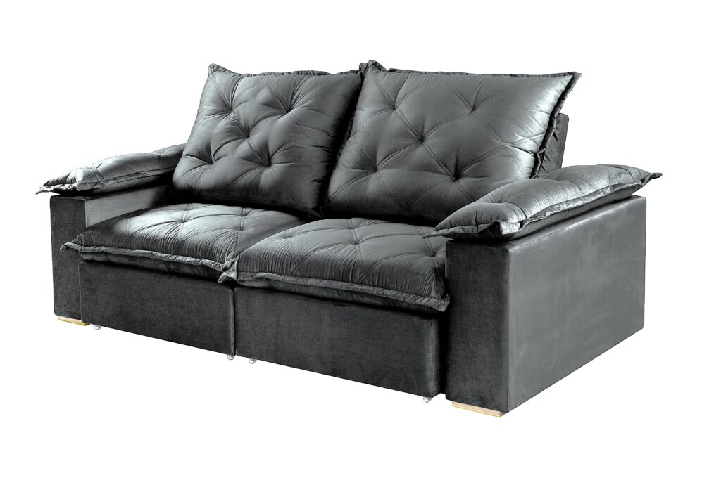 Estofado Retratil Reclinavel Leblon 230 2×100 Molas Ensacadas Velduo Inca Grafite 814 Evidence