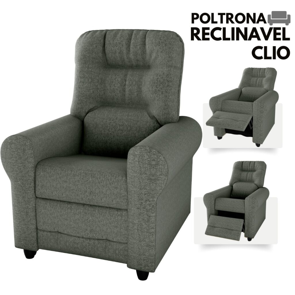 Poltrona Reclinavel MX 24 Clio 2 Estagio Linho Cinza 487 Matrix