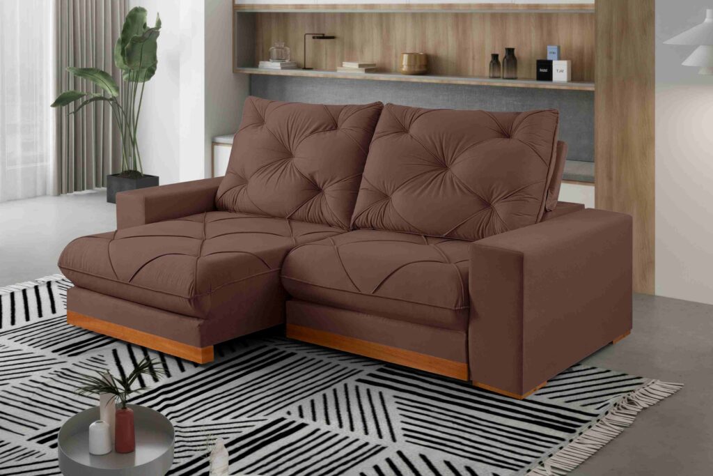 Estofado Retratil Reclinavel Buzios 230 2×90 Brc 25cm Veludo Inca Marrom 17 Idealle