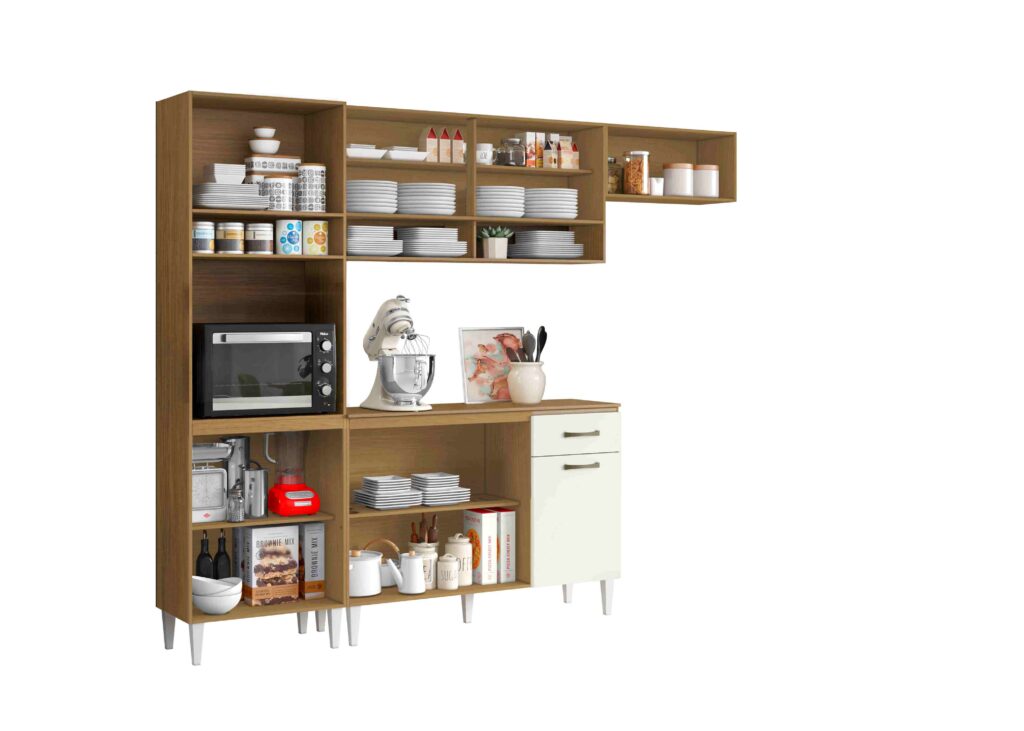 Cozinha Aurora com Balcao Atenas 9P1G Visualizacao Interna Aramoveis