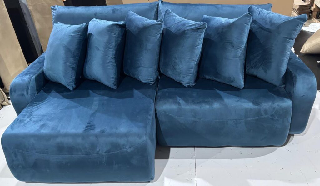 Estofado Retratil Reclinavel Barra 210 2×90 e Brc 15cm Veludo Inca Azul 24