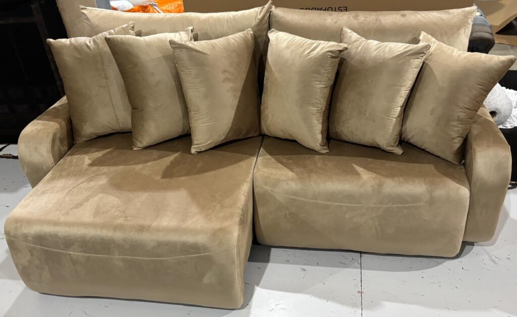 Estofado Retratil Reclinavel Barra 210 2×90 e Brc 15cm Veludo Inca Capuccino 15 Idealle