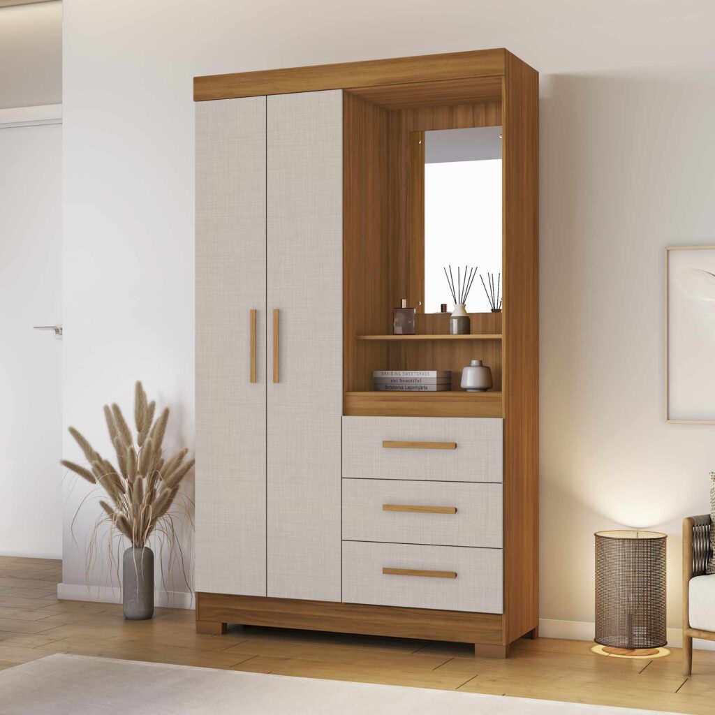 Roupeiro NT 6020 2P3G Freijo Trend.Off White Notavel