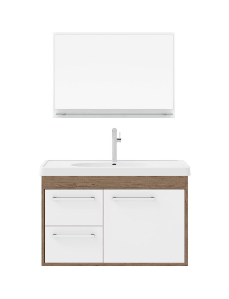 Conjunto Procion com Pia e Espelho 1P2G Munique.Branco Cerocha