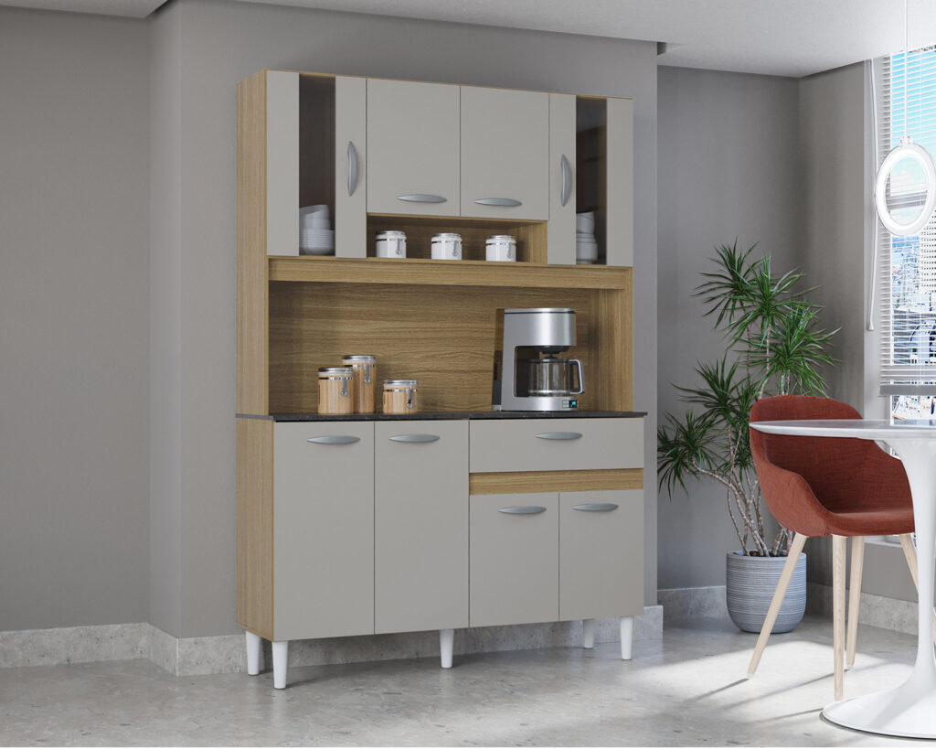 A564.Kit Cozinha Coral 8P1G 120 Damasco.Off White Poquema