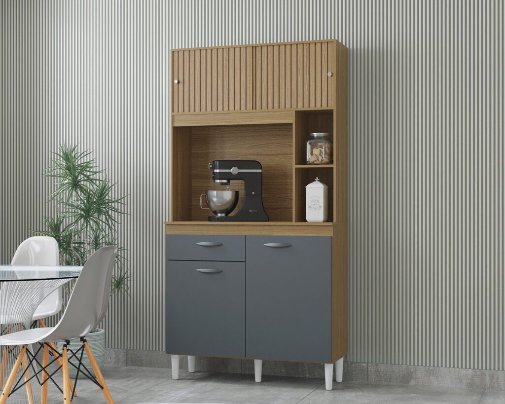 A881.Kit Cozinha Duda 90 4P1G Damasco Ripado 3D Poquema
