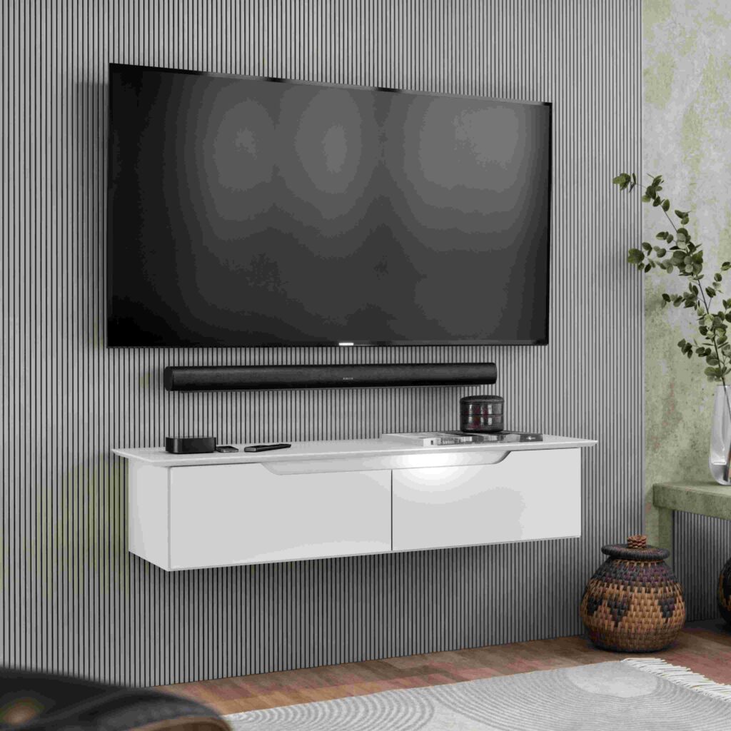 Rack Aparador Suspenso Flow 2P Branco EJ Moveis