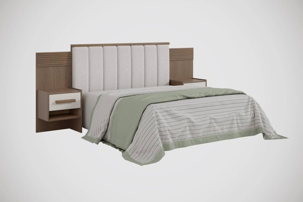 Cabeceira Casal Iris 140 Castanho.Off White com Detalhe Ripado D Doro