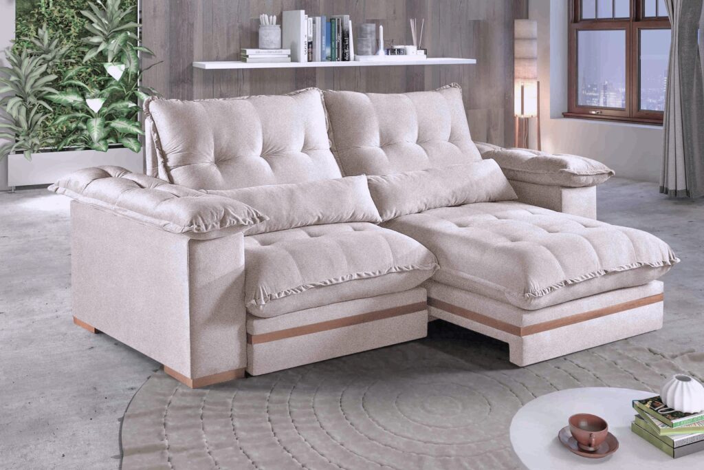 Estofado Retratil Reclinavel Leblon 250 2×100 Molas Ensacadas Veludo Inca Cru 01 Idealle