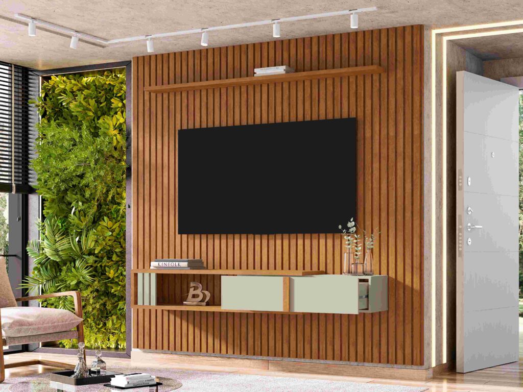 Painel Cancun 224 1G1N1P Naturale.Off White Bechara Moveis