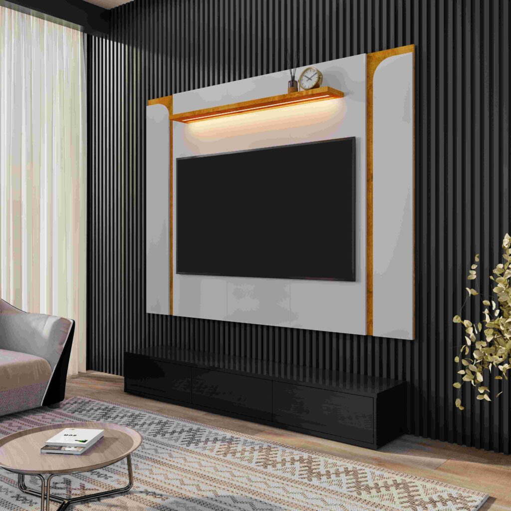 Painel Maresias 1.8 Off White.Naturale Bechara Moveis