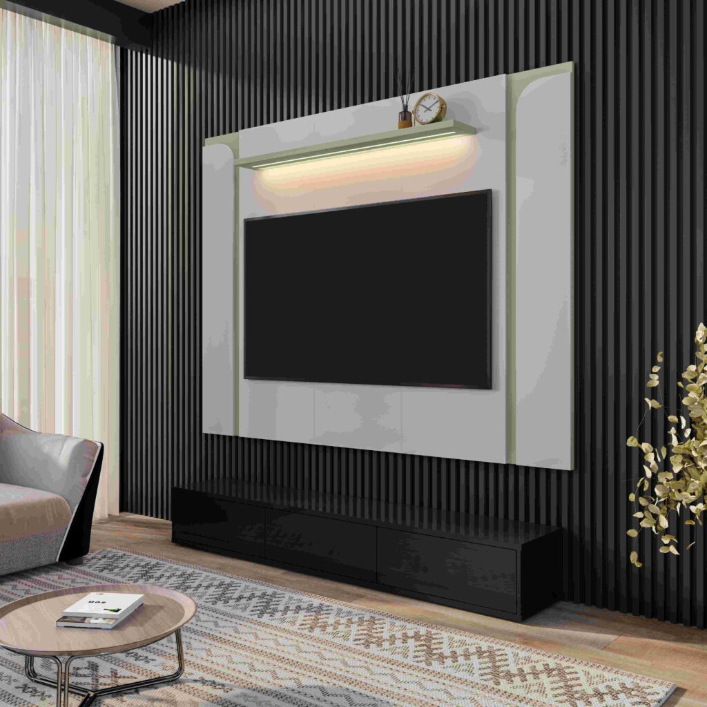 Painel Maresias 1.8 Off White.Pistache Bechara Moveis