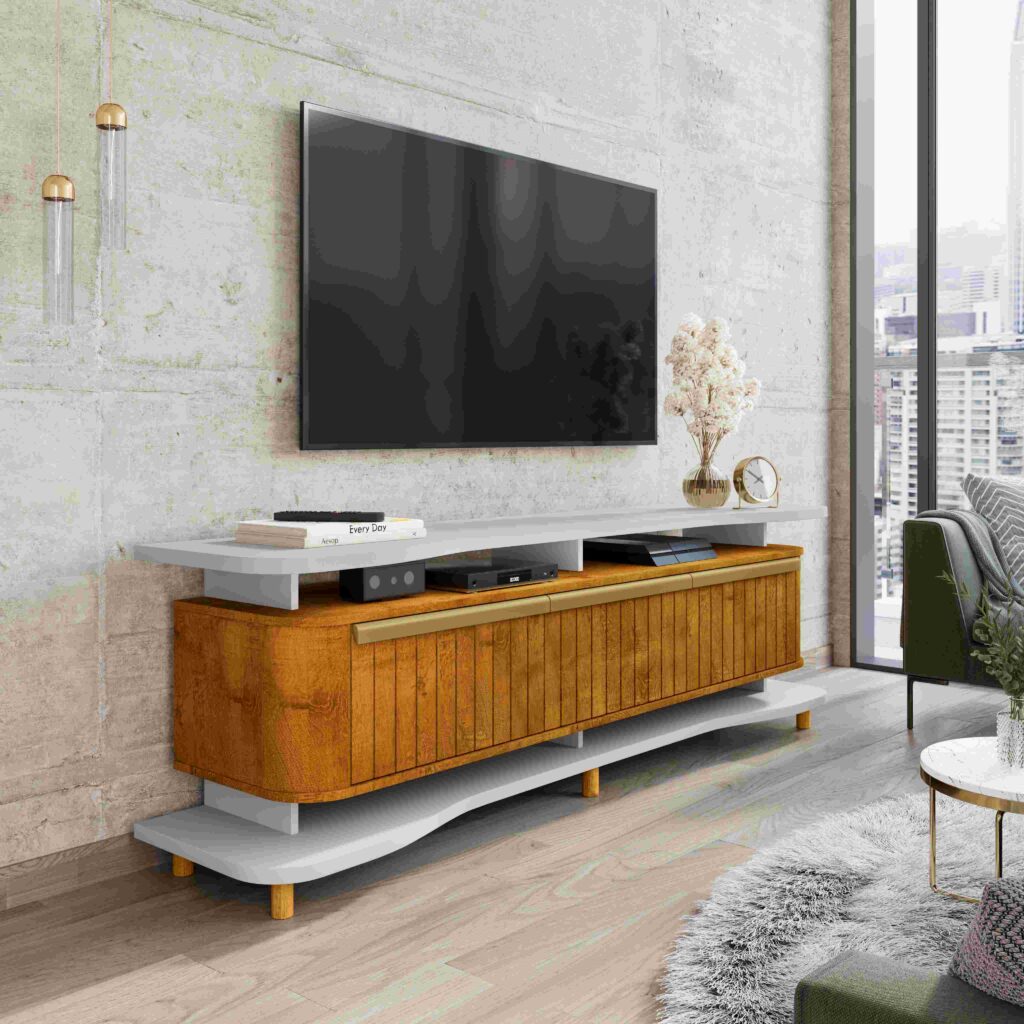 Rack Guarapari 180 3P2N Naturale.Off White Bechara Moveis