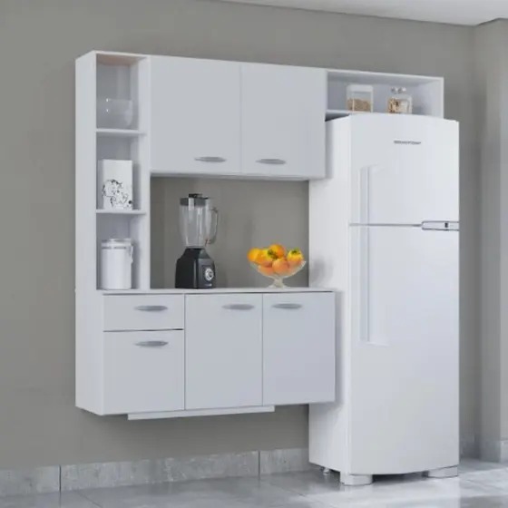 A521.Cozinha Suspensa com Balcao Isis 163 Branco Poquema