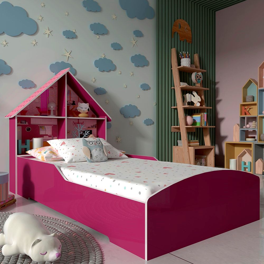 0251572.Cama Infantil Casinha 90 Pinck Ploc Gelius