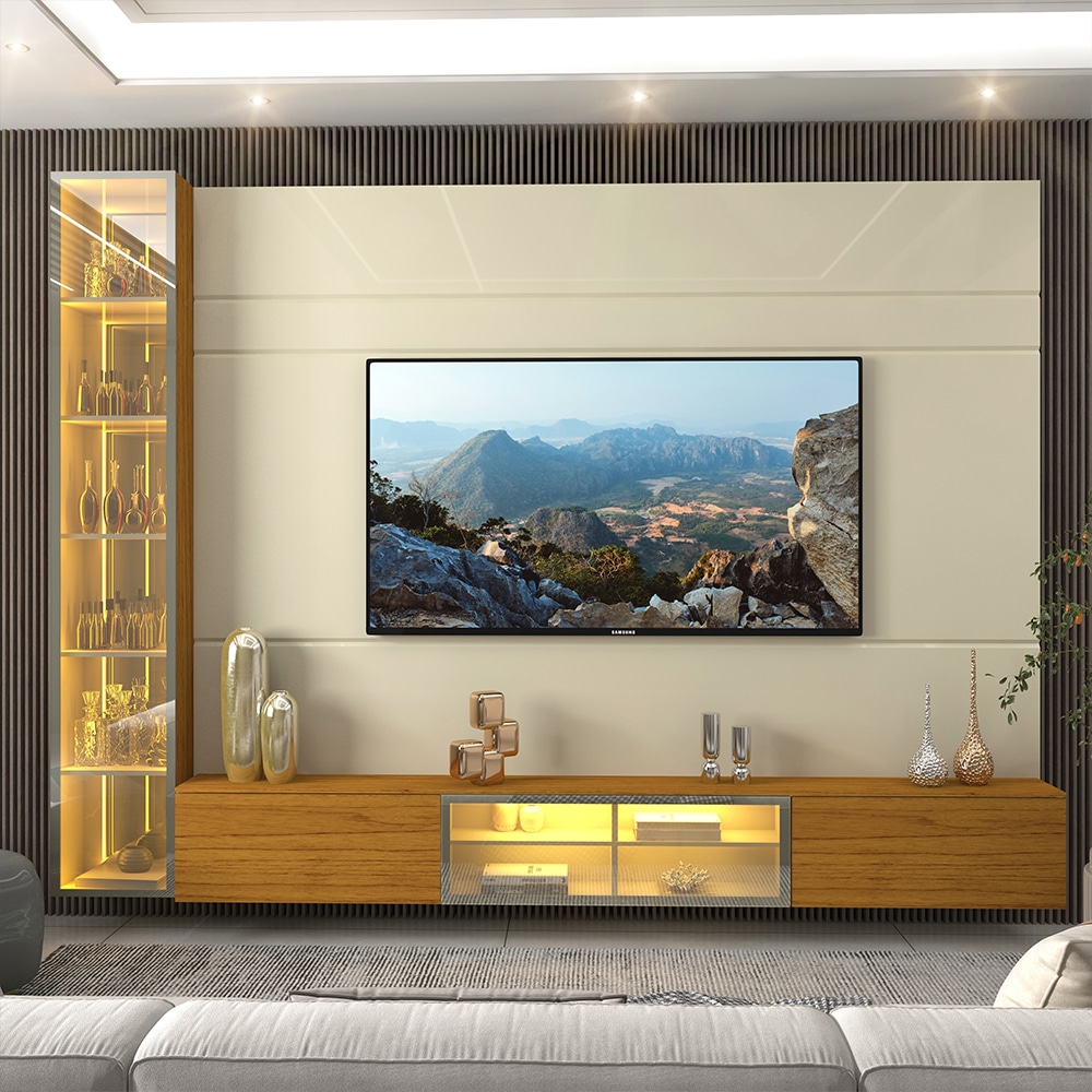 0552942.Home Luminare 255 Vidro Reflecta com Uma Torre com LED e Espelho Off White.Nature Gelius