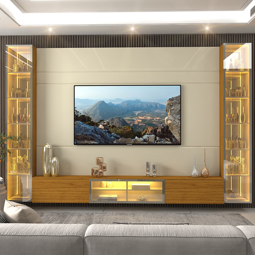 0552952.Home Luminare 293 Vidro Reflect com 2 Torres com LED e Espelho Off White.Naturele Gelius