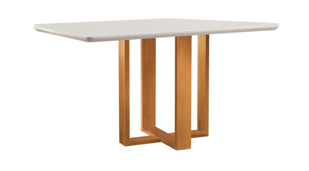 Mesa Evelin 160×90 MR Tampo Malaga MDF.Vdr e Base Evelin Imbuia Mel.Off White Carvalho Decor