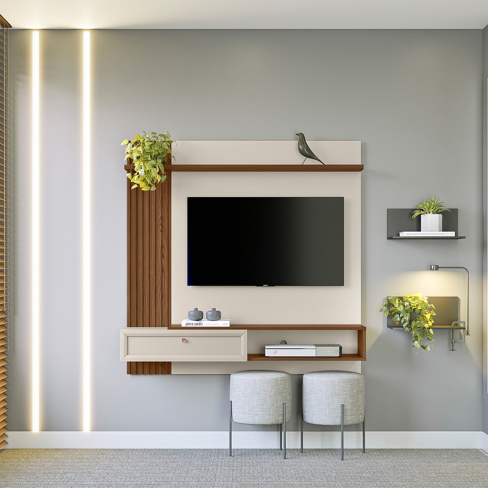 Painel Home Alvorada 133 Freijo.Off White Linea Brasil