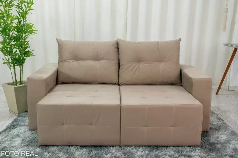 Estofado Retratil Duda 180 2×90 Veludo Inca Bege 05 Diviminas