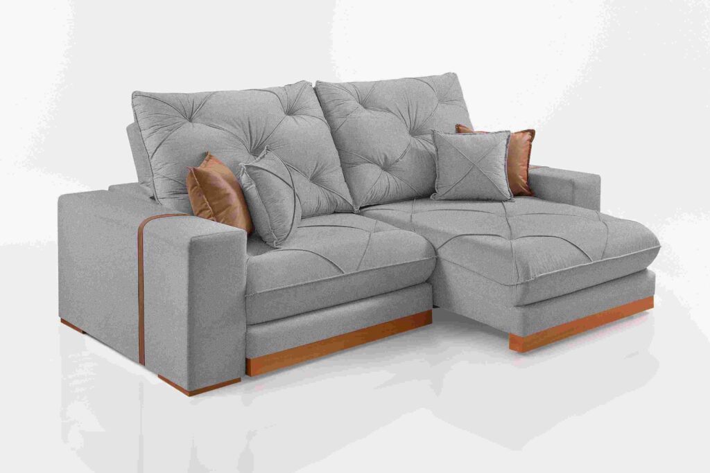 Estofado Retratil Reclinavel Jeriba 250 2×100 Brac 25cm Linho Gelo Idealle