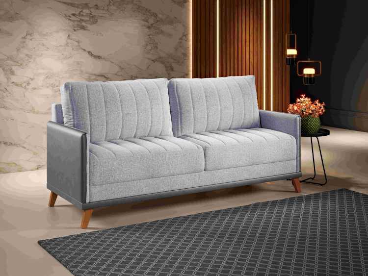 Estofado Living Conceito 2m Linho Inox Viero