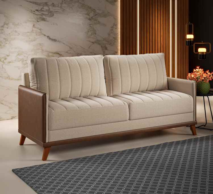 Estofado Living Conceito 2 Metros Linho Bronze Viero