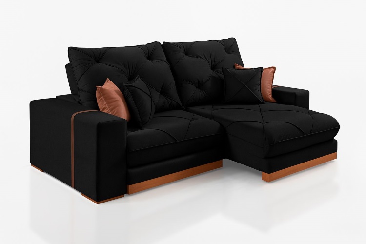 Estofado Retratil Reclinavel Geriba 250 2×100 Brc 25cm Veludo Inca Preto 13 Idealle