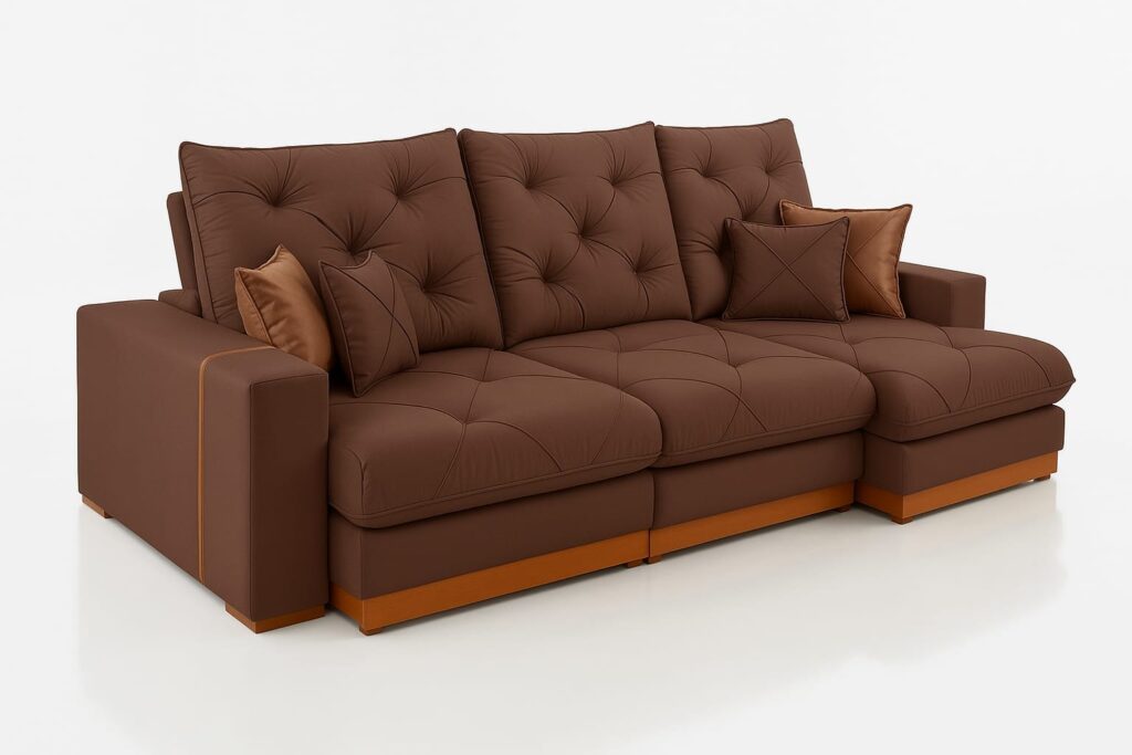 Estofado Retratil Reclinavel Geriba 320 3×90 Brc 25cm Veludo Inca Marrom 17 Idealle