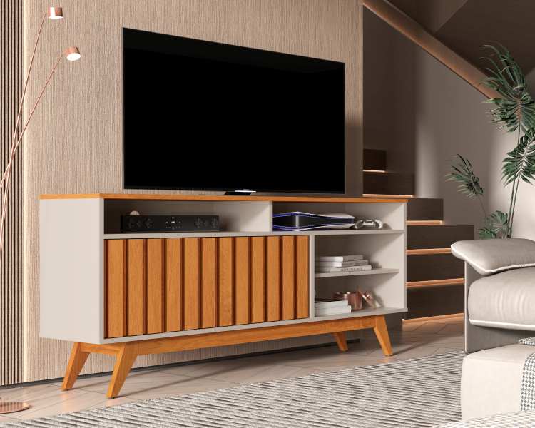 Rack Turin Ripado 136 Off White.Nature Giga Moveis