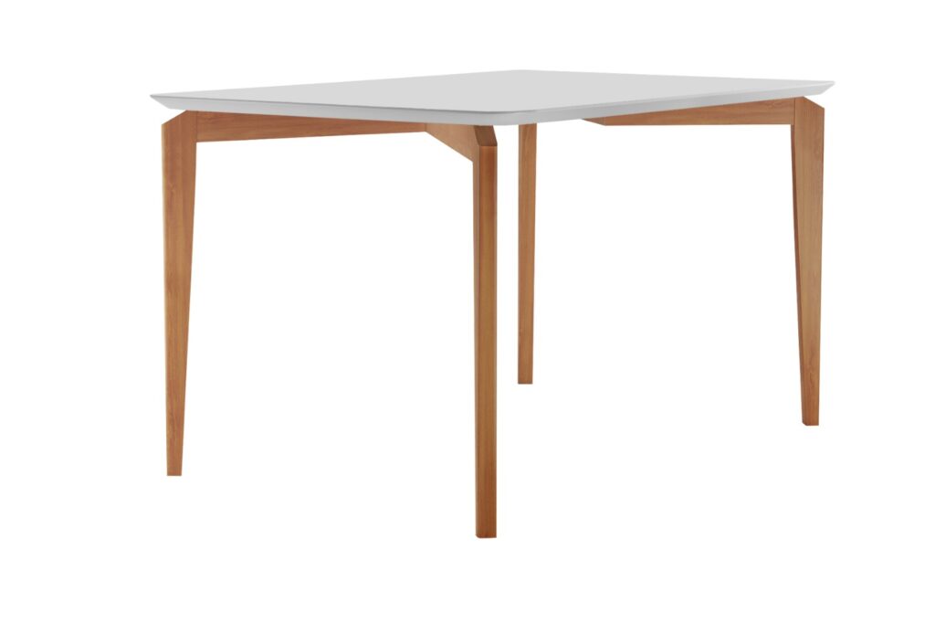 Mesa Roma 180×90 Base Roma e Tampo MDF 18mm.Vidro Mel.Off White Sala Vip Moveis