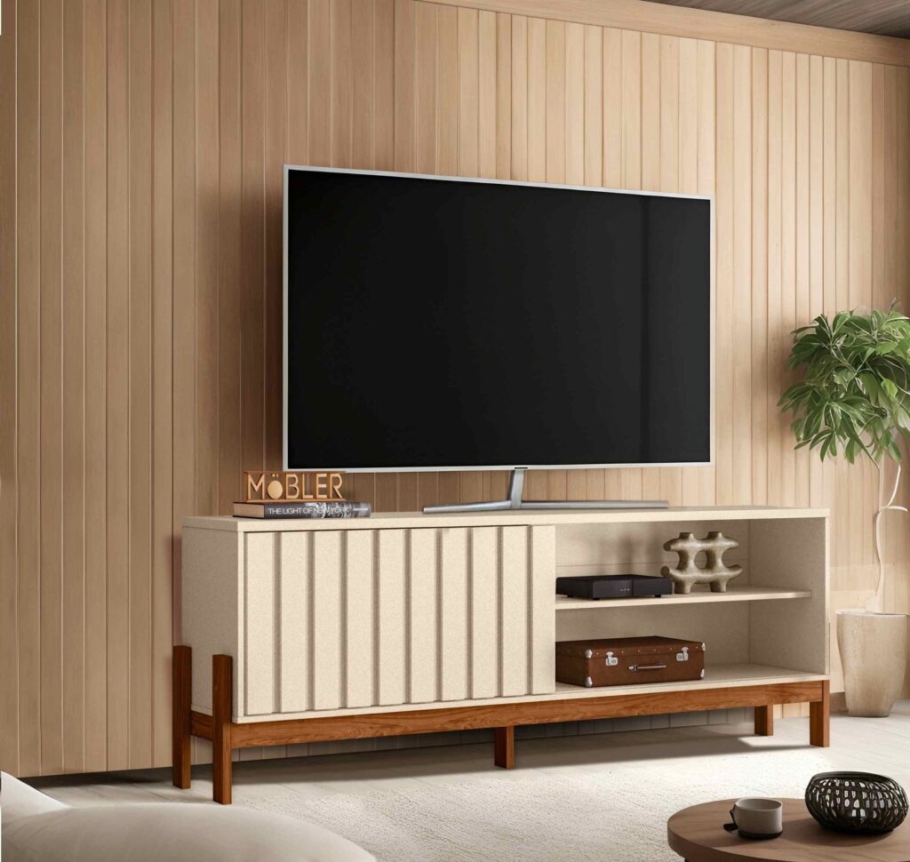 Bancada New Aurora 188 1P2N Perola Metalizado.Cinamomo Mel Mobler