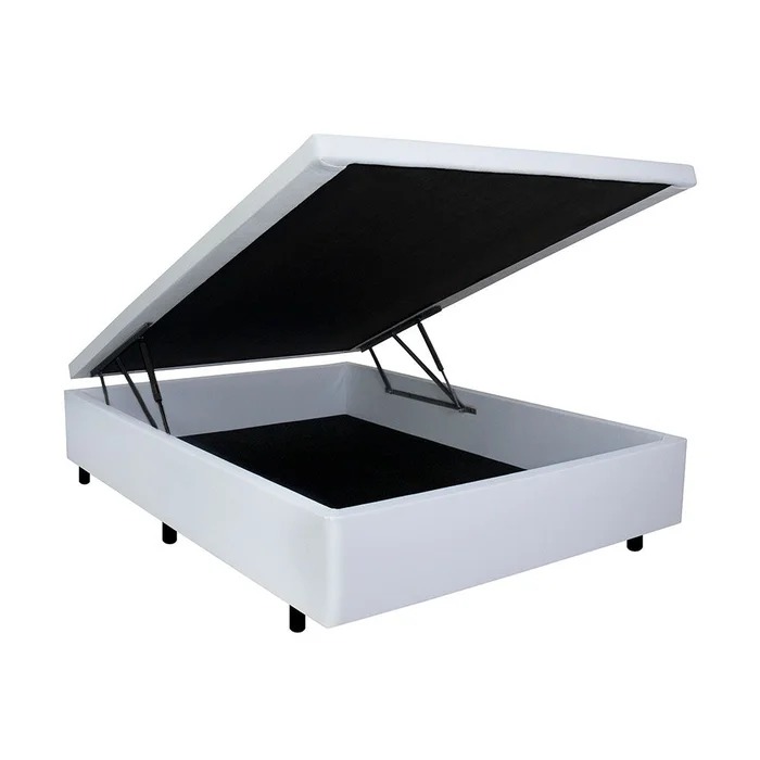 Base Bau Casal Vazada 138x188x42 Corino Branco SR Moveis