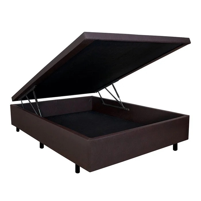 Base Bau Casal Vazada 138x188x42 Corino Marrom SR Moveis