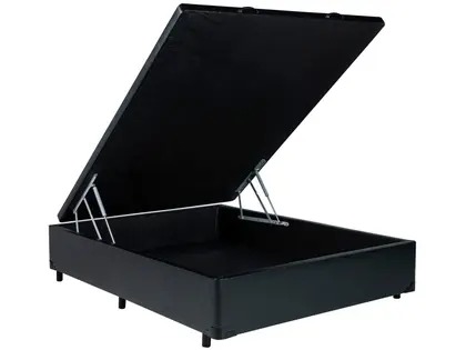 Base Bau Casal Vazada 138188×42 Corino Preto SR Moveis